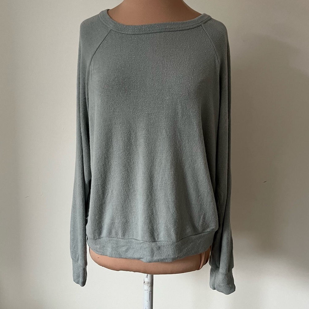 Eberjey Cozy Time Crew Neck Pullover Soft Knit Pullover Grey Blue Sweater EUC S